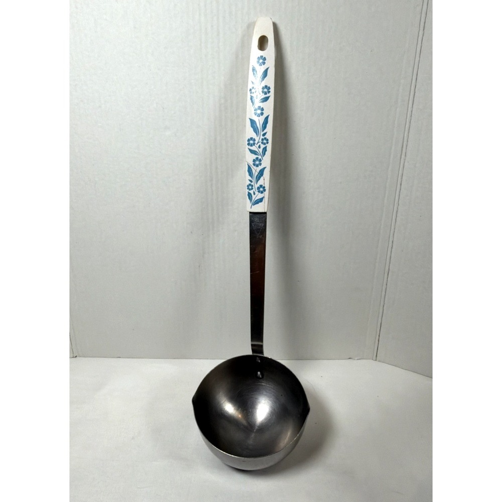 Vintage Interpur Japan‎ Stainless Steel Ladle Floral Pattern Mid Century MCM
